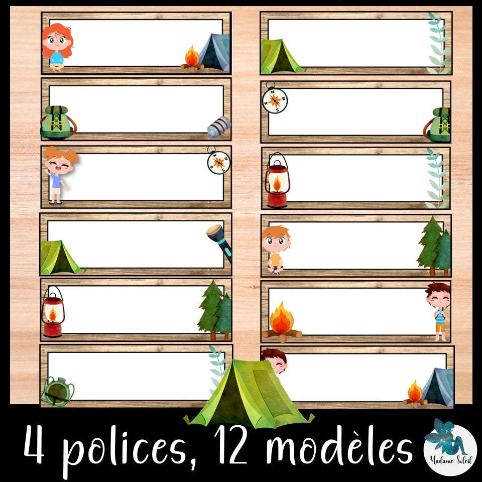 Étiquette de bureau Camping