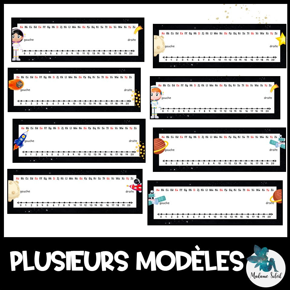 Étiquettes dessus de bureau de l'espace