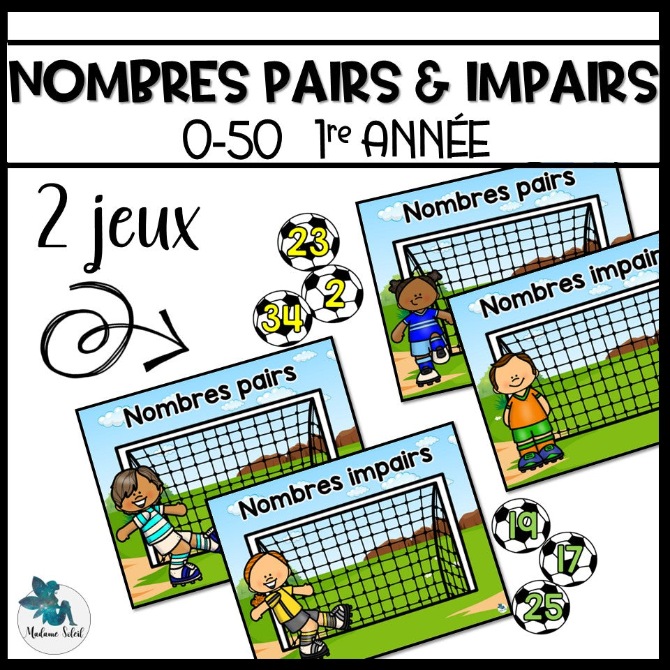 Nombres pairs et impairs 0-50 au soccer