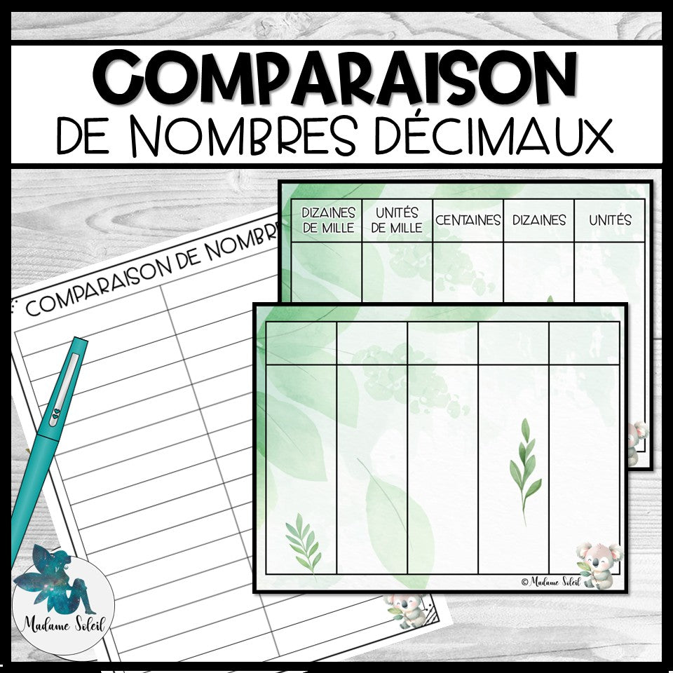 Comparaison de nombres jusqu’à 99 999 en 4e année