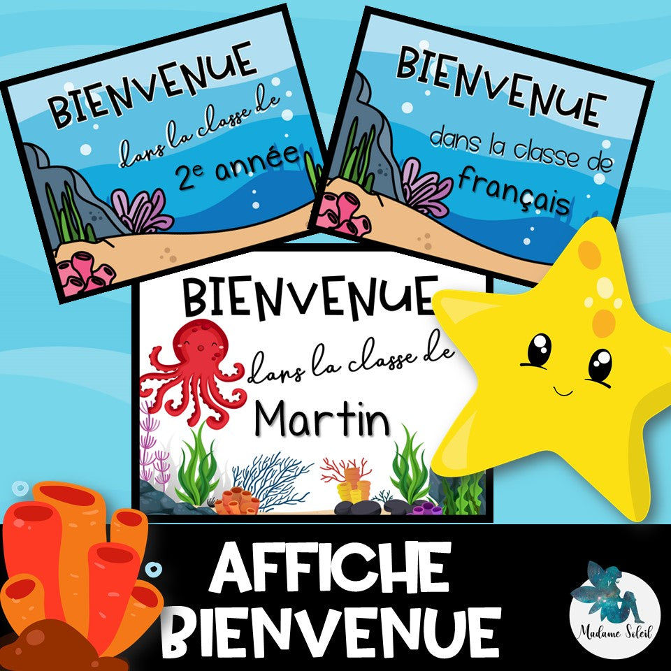 Affiches BIENVENUE modifiables - Océan