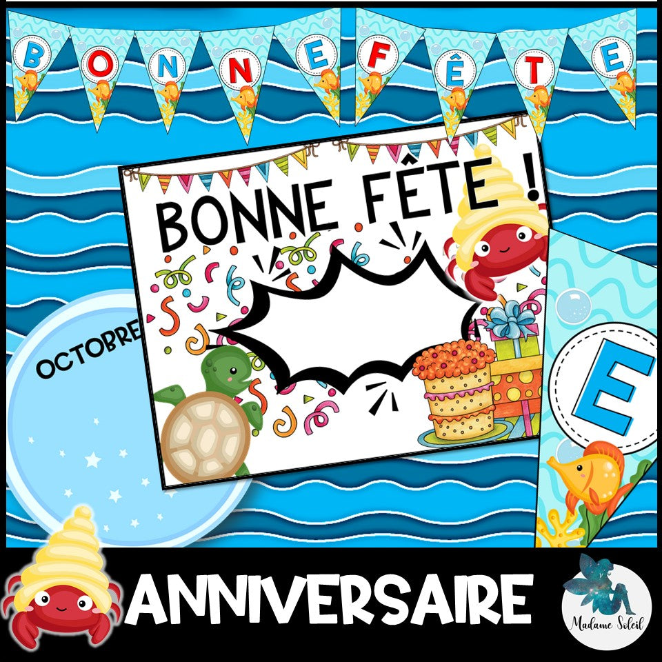 Affiche d'anniversaire - Thème Océan