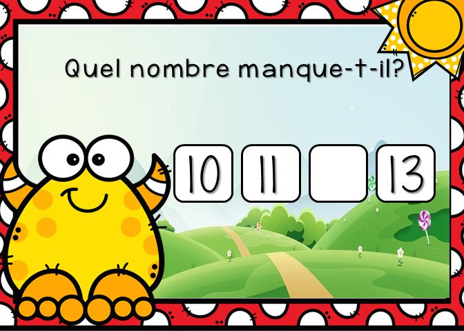 Avant, Après, Entre : nombre manquant BOOM CARDS