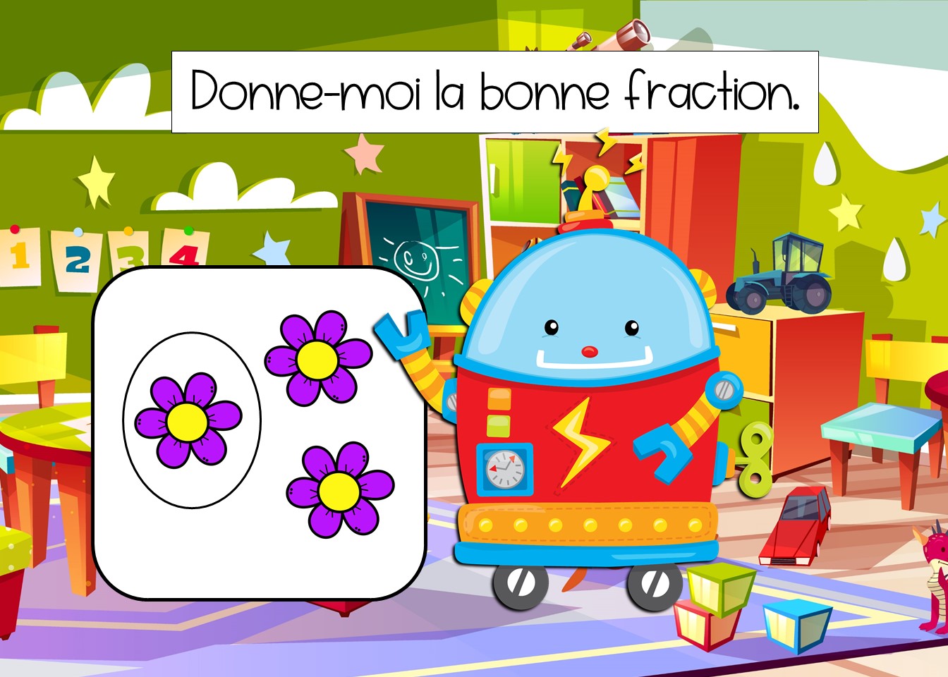 Les fractions en 1re année Boom Cards