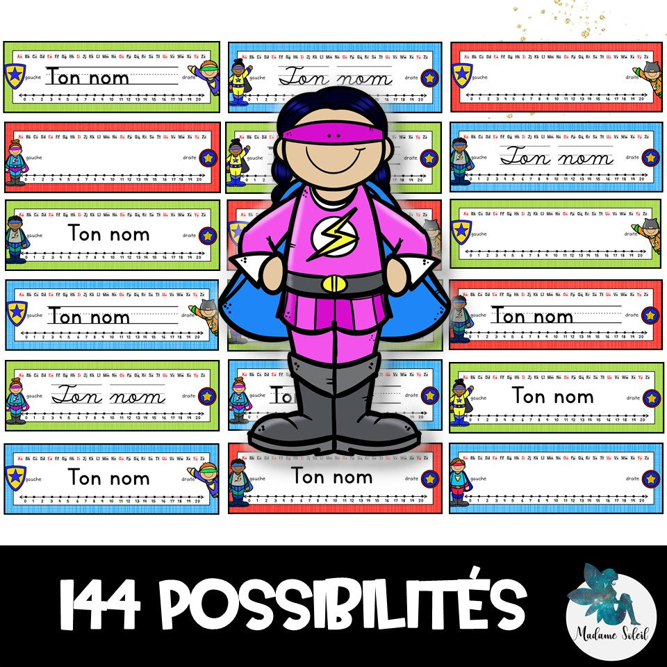 Étiquettes dessus de bureau - Super-Héro