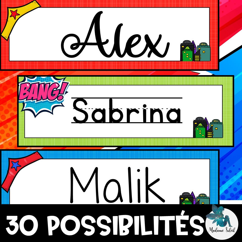 Étiquette d'identification Super-héros