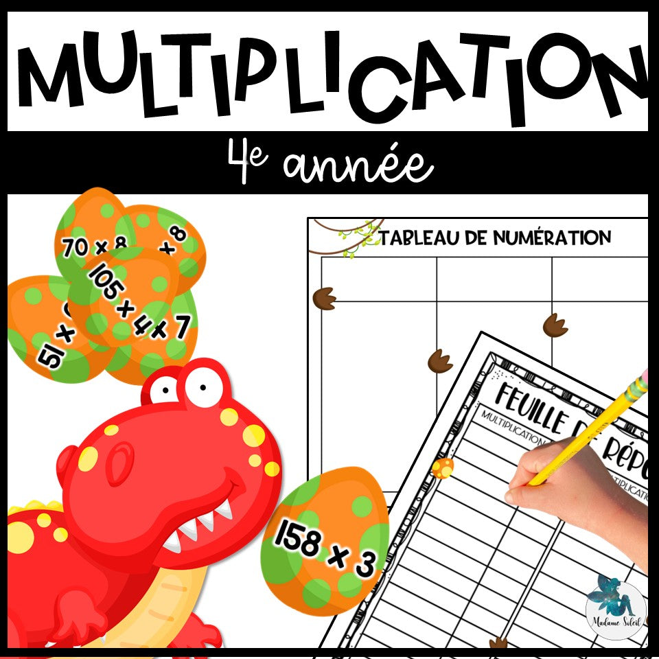 Atelier de multiplication chez les dinosaures en 4e année