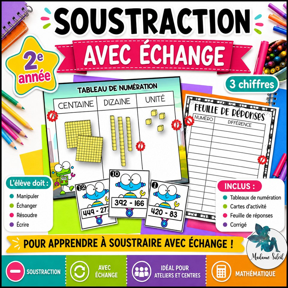 Soustraction chez les robots en 2e année