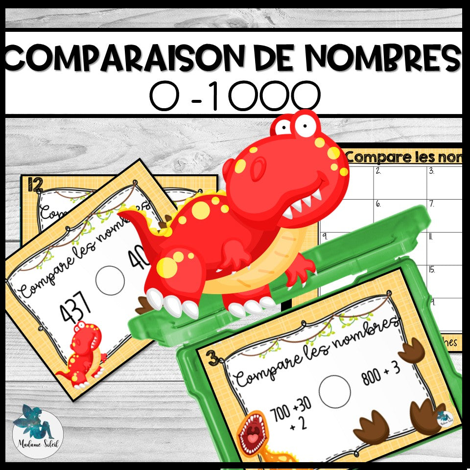 Compare les nombres 0-1000 chez les dinosaures