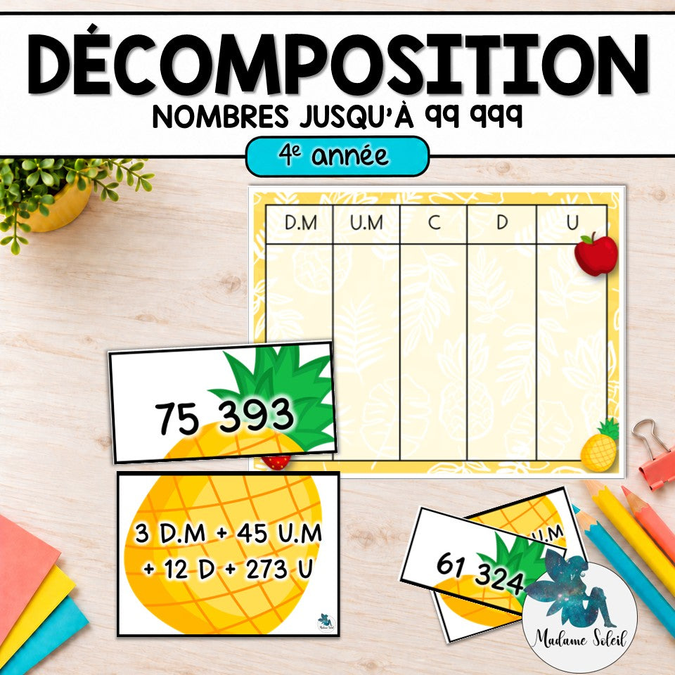 Décomposition des nombres jusqu’à 99 999 Les ananas en 4e année