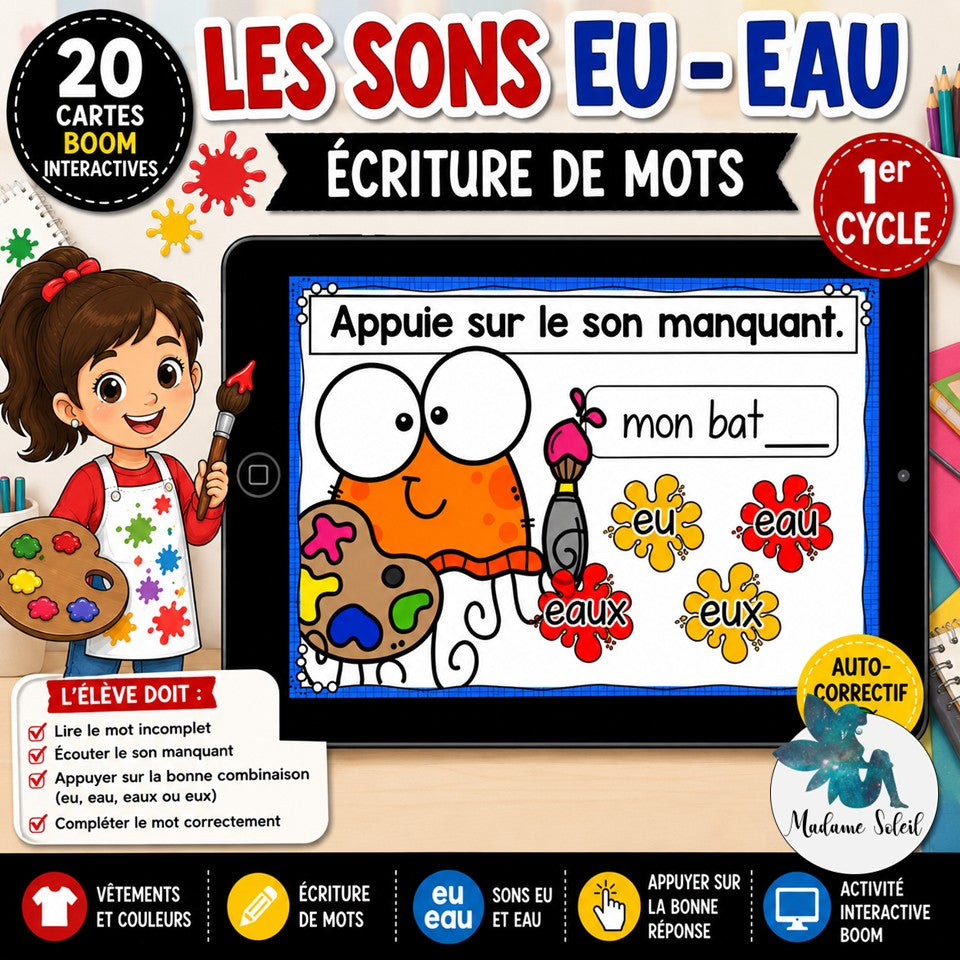 Les sons eu et eau Boom Cards