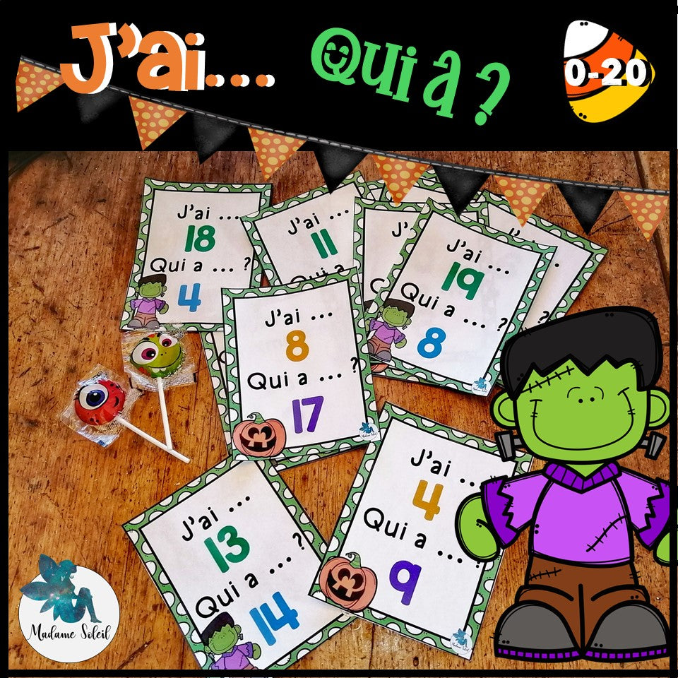 J'ai Qui a Les nombres de 0-20 Halloween