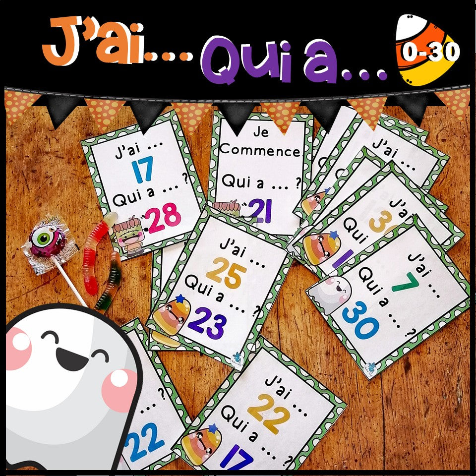 J'ai Qui a Les nombres de 0-30 Halloween
