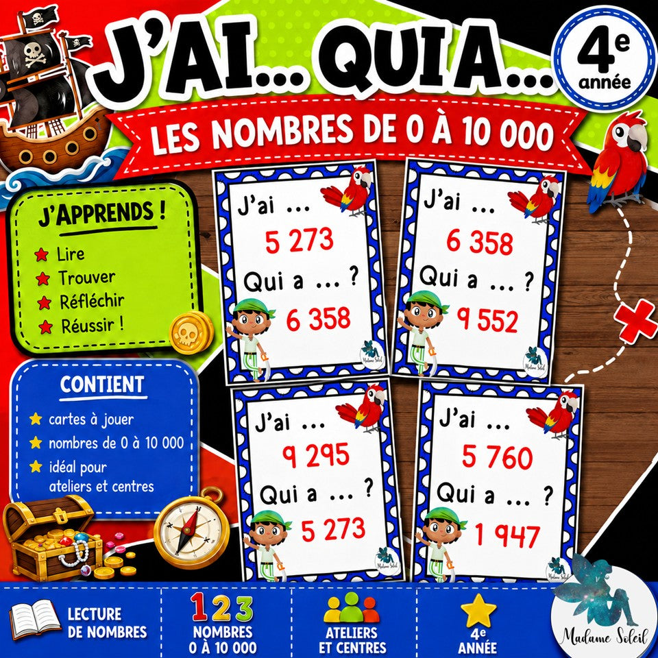 J'ai ... Qui a ...? Les nombres de 0 à 10 000