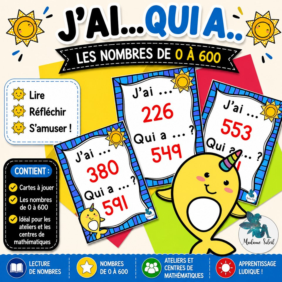 J'ai ... Qui a ...? Les nombres de 0 à 600