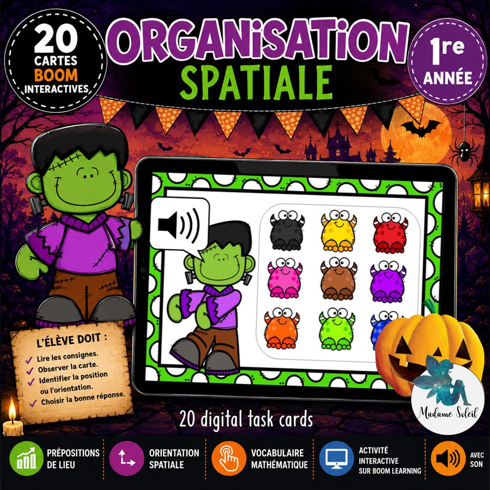 Repérage spatial de l'Halloween Boom Cards