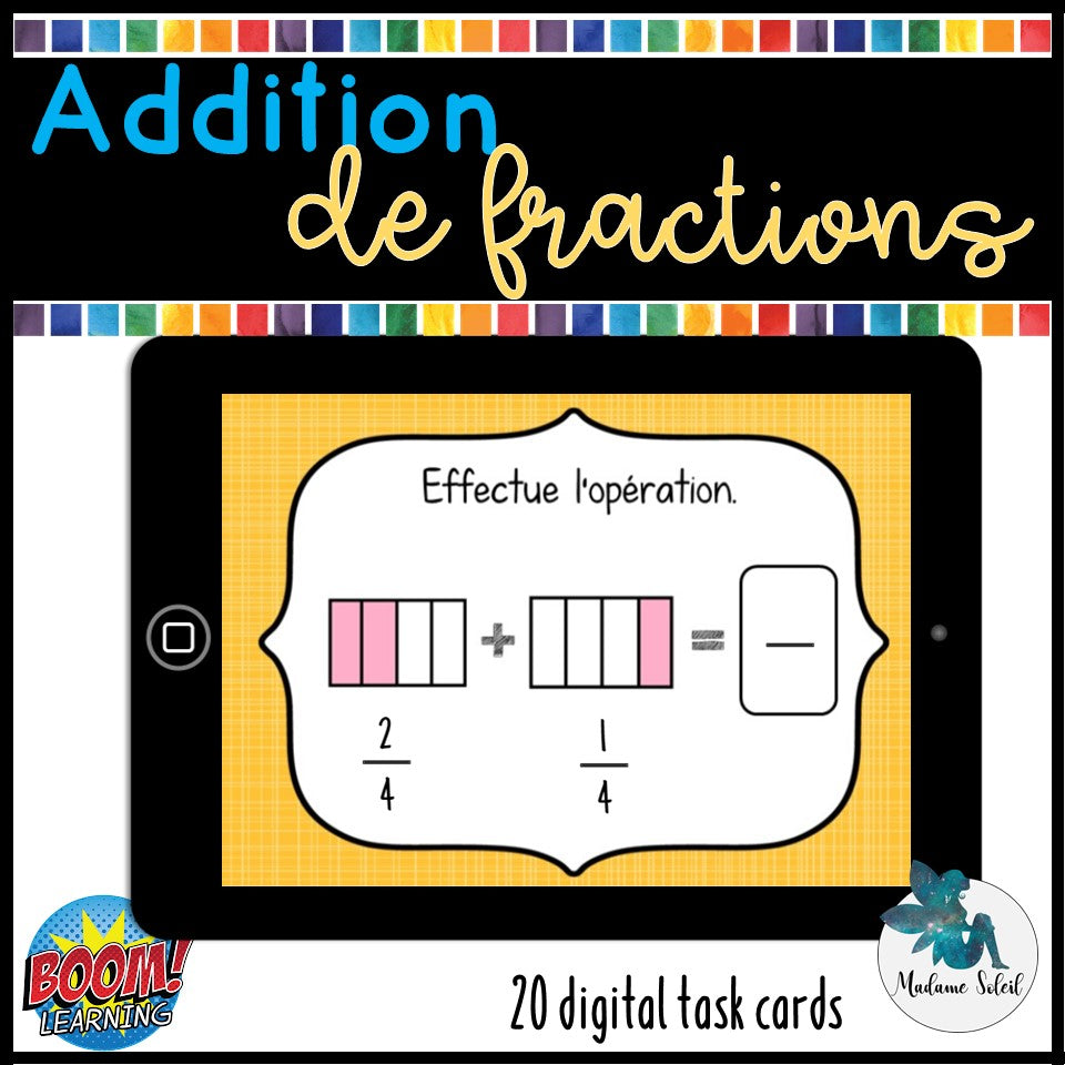 Additions de fractions Boom cards