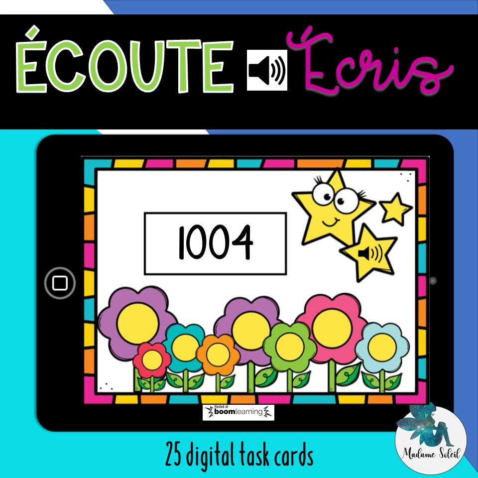 Les nombres de 0-2000 : écoute et écris BOOM CARDS