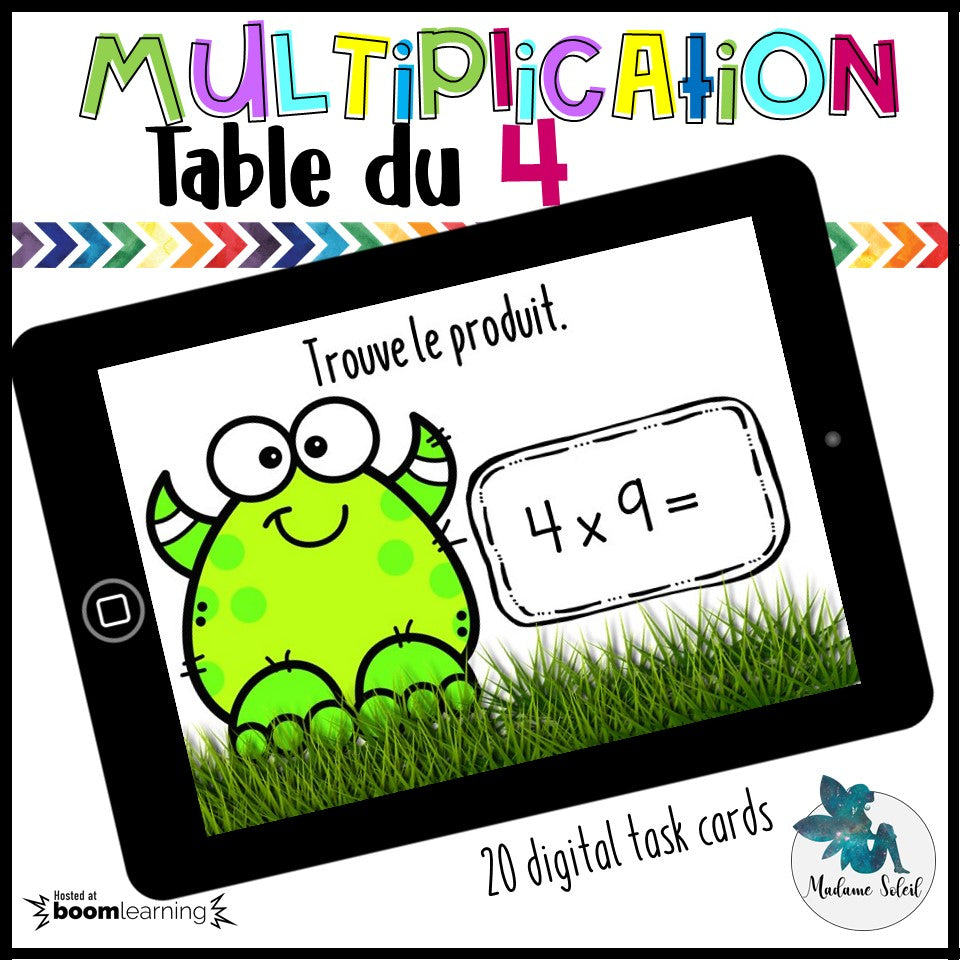 Table de multiplication : 4 - Boom Cards