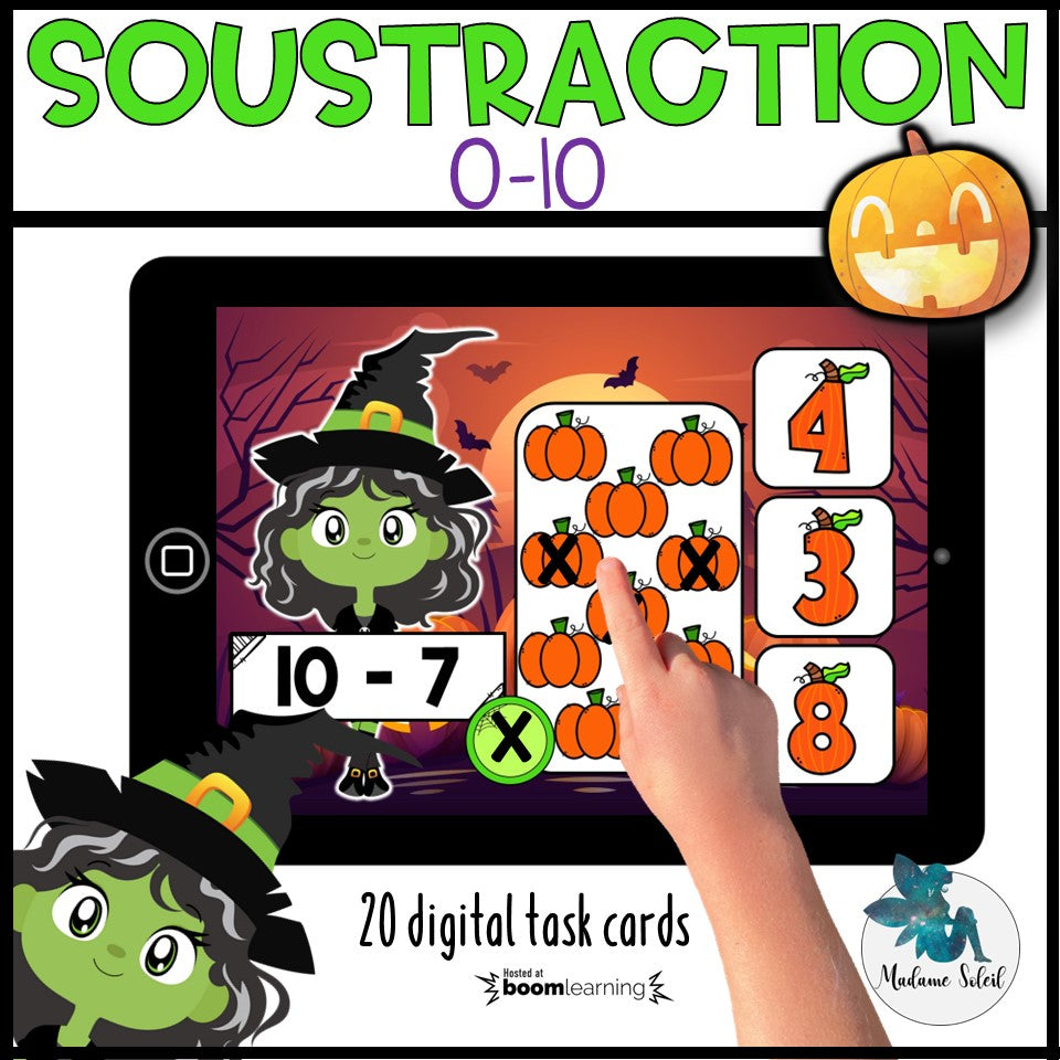 Soustraction 0-10 Halloween Boom Cards