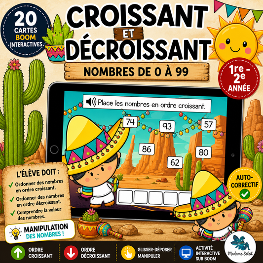 Ordre croissant décroissant 0-99 BOOMS CARDS