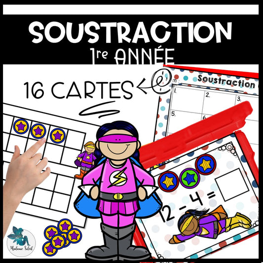 Soustraction 0-20 1re année Superhéros