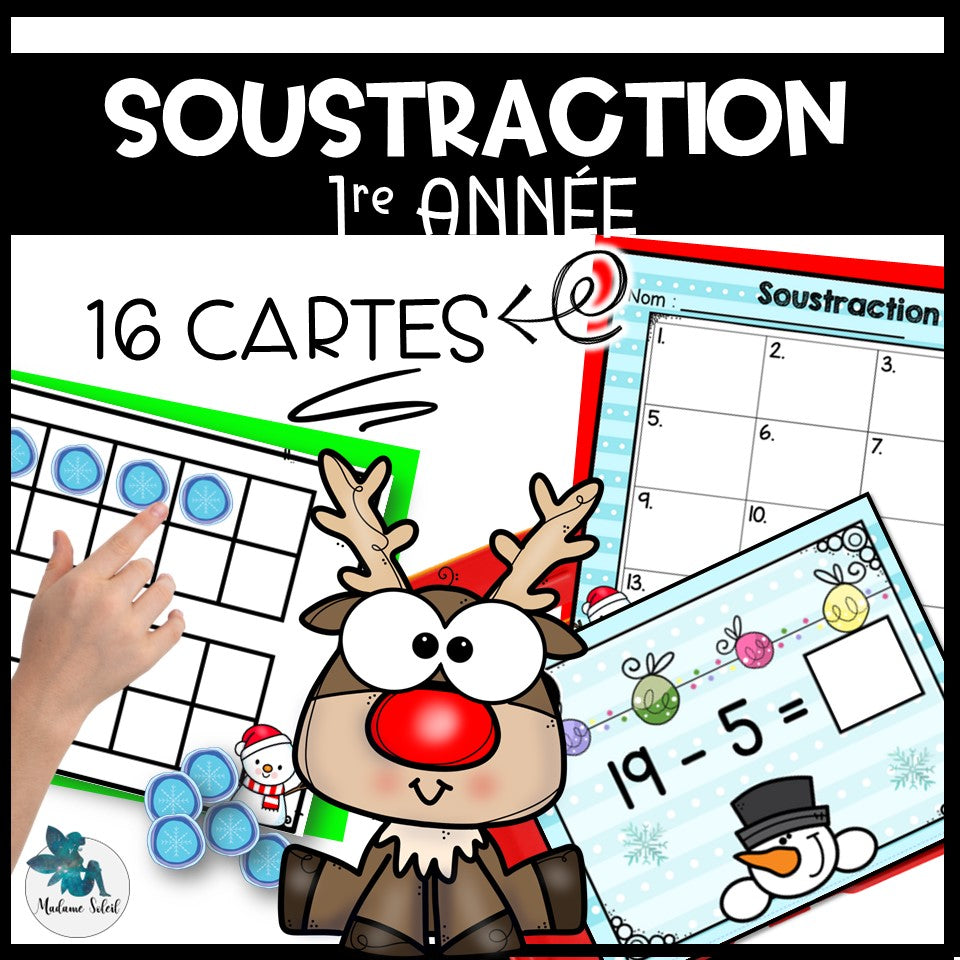 Soustraction 0-20 1re année de l'hiver