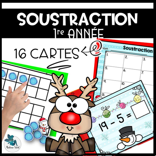 Soustraction 0-20 1re année de l'hiver