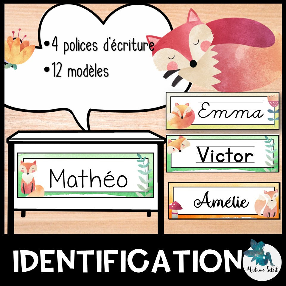 Étiquette de bureau Renard