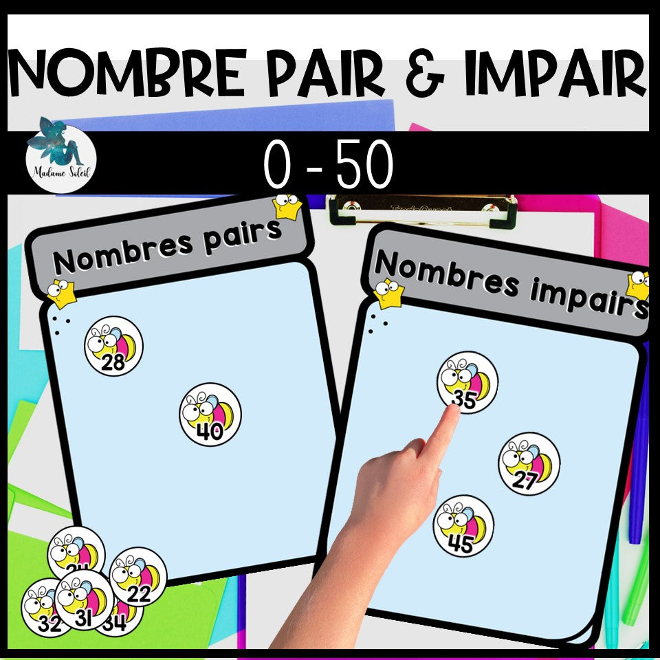 Nombre pair et impair 0-50 Les insectes