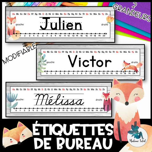 Étiquettes dessus de bureau Renard