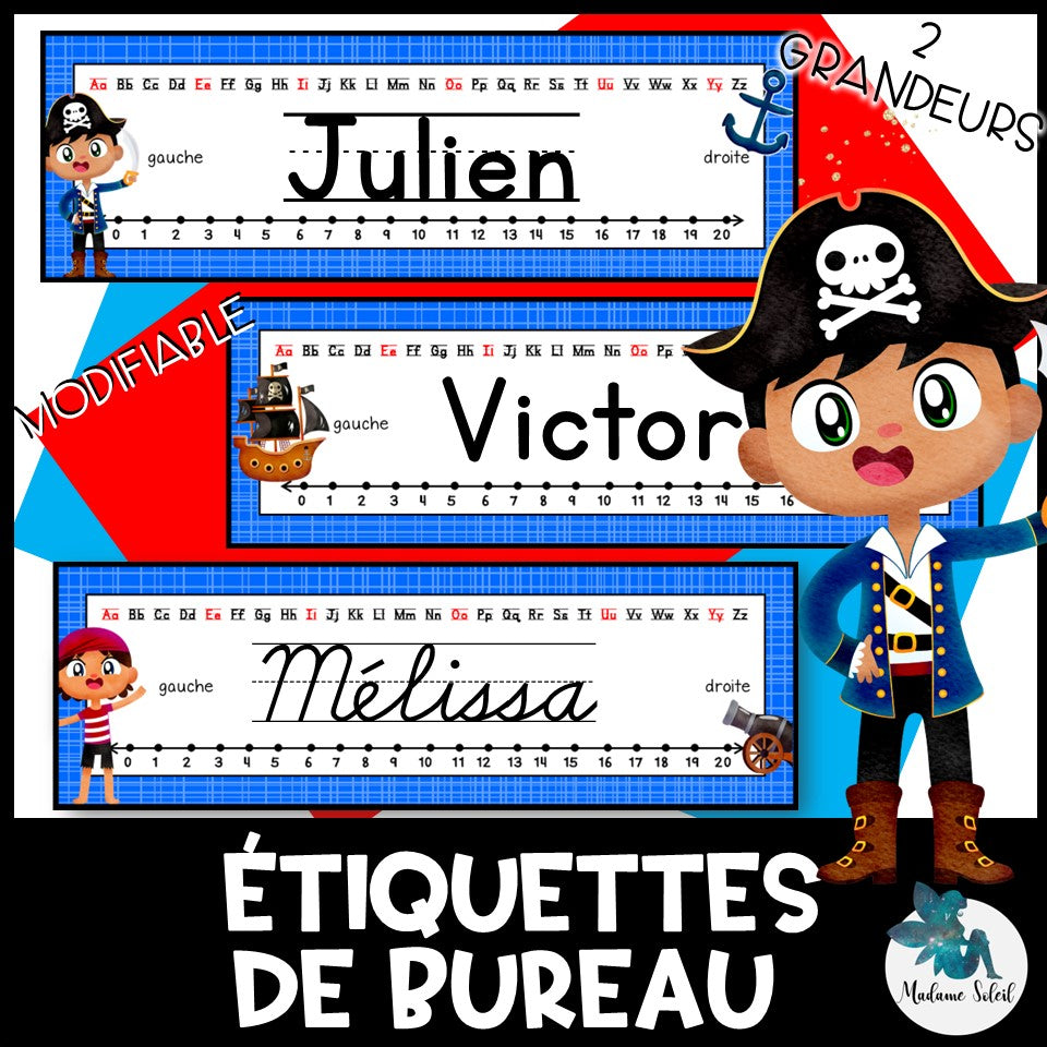 Étiquettes bleus - Dessus de bureau - Thème du pirate