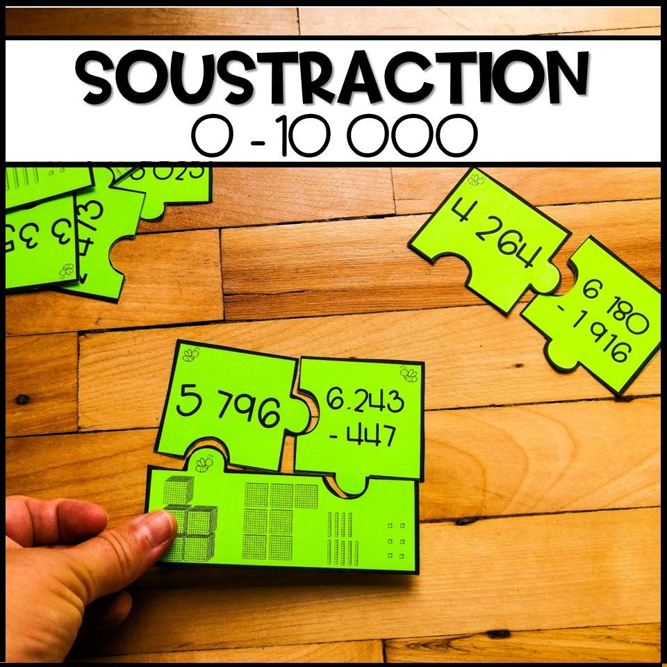 Soustraction de nombres à 4 chiffres avec emprunt