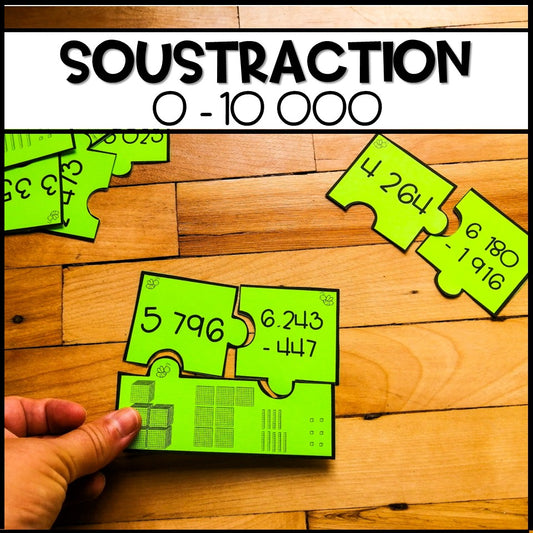 Soustraction de nombres à 4 chiffres avec emprunt