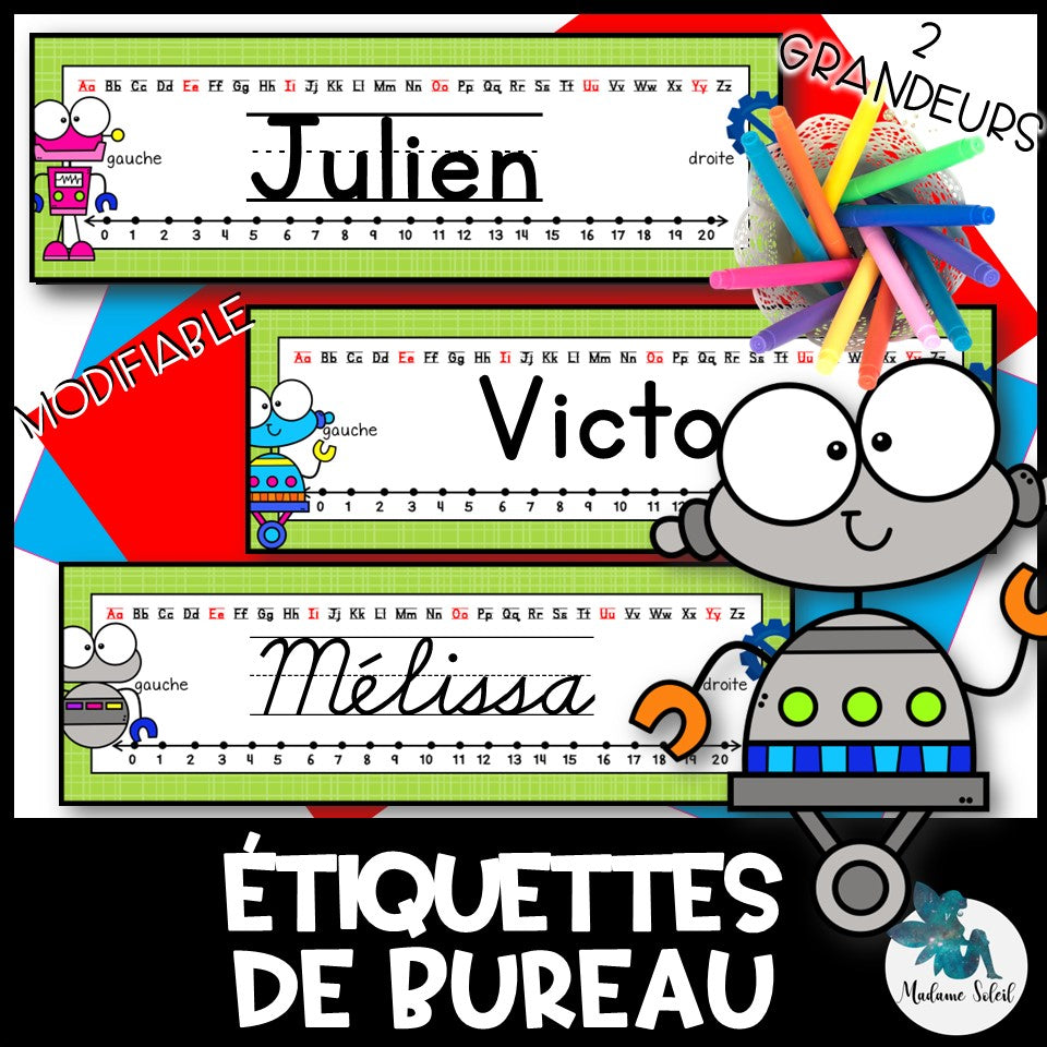 Étiquettes dessus de bureau Thème robot