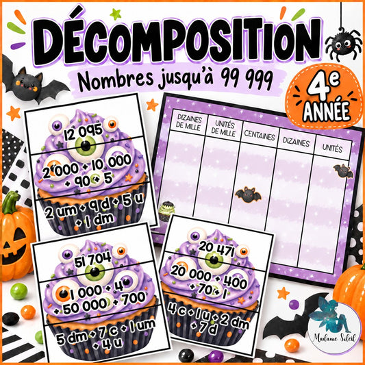 Décomposition de nombres 0 - 99 999 Halloween