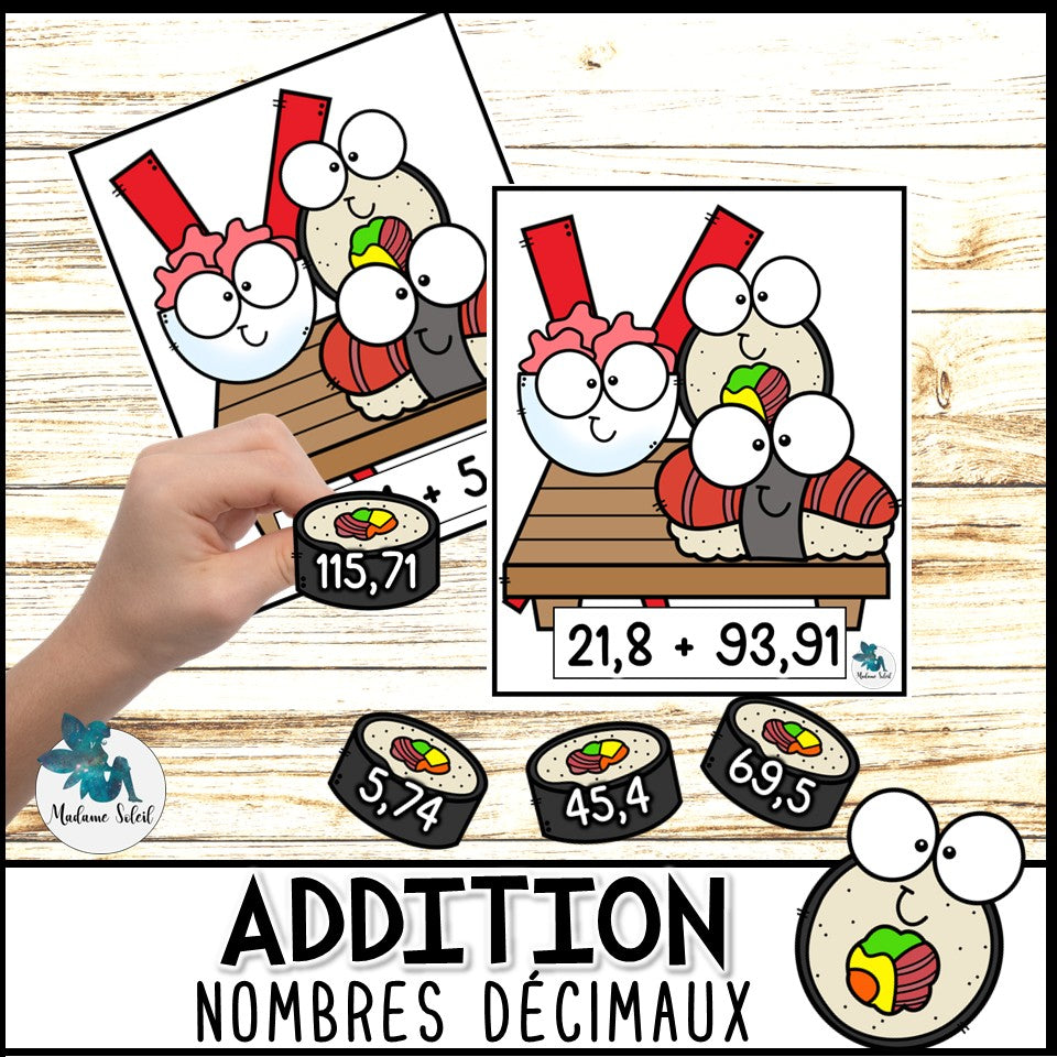 Addition de nombres décimaux en 4e année
