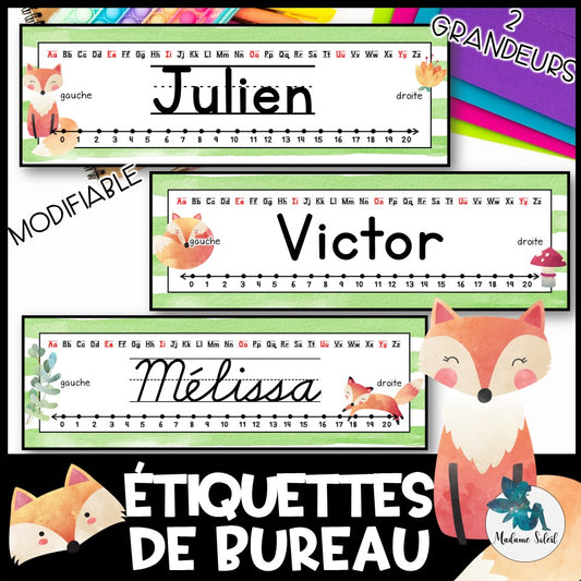 Étiquettes dessus de bureau Renard