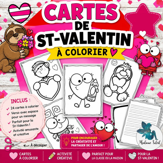 Carte de St-Valentin à colorier