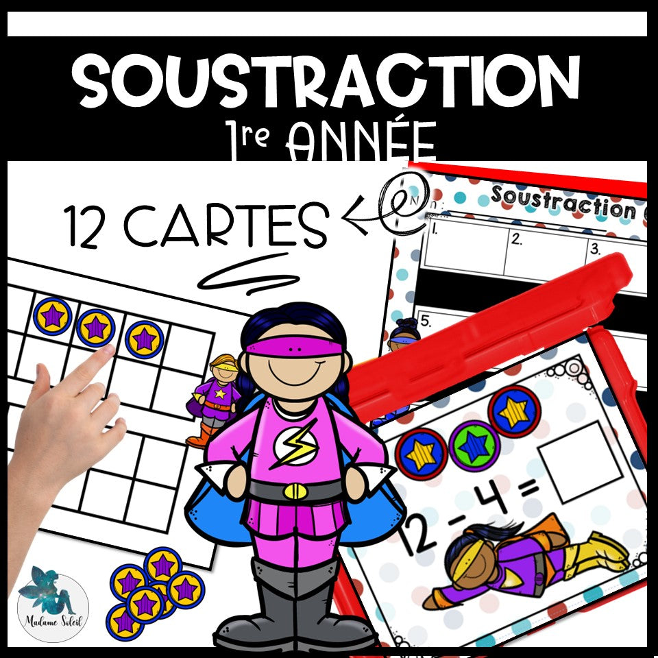 Soustraction 0-20 1re année de Superhéros