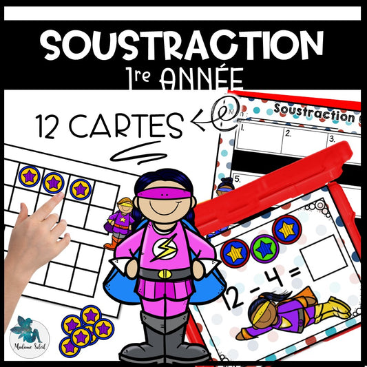 Soustraction 0-20 1re année de Superhéros