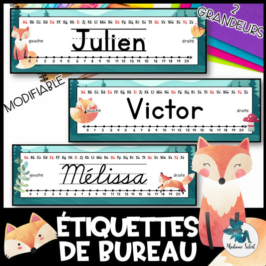 Étiquettes dessus de bureau Renard