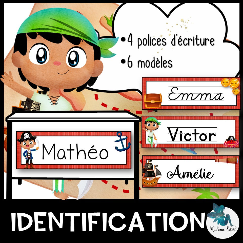 Étiquette d'identification, contour rouge - Pirate