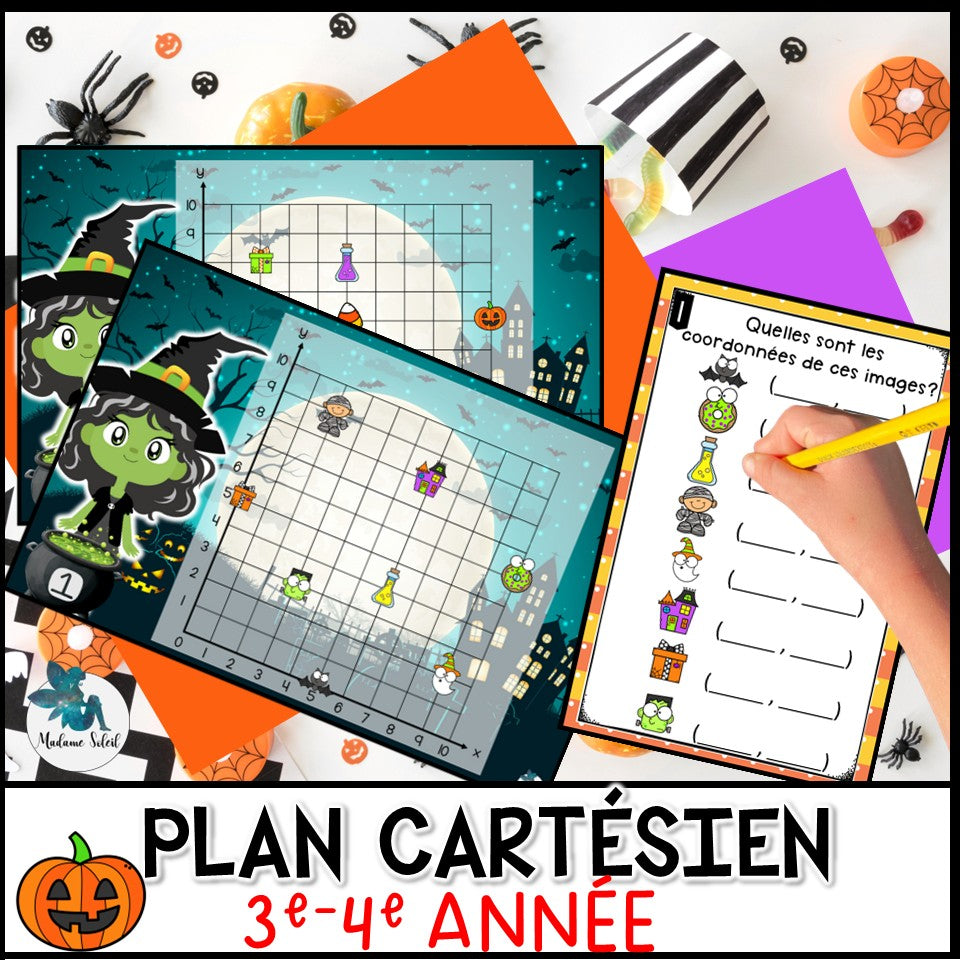 Le plan cartésien de l'Halloween. Activité de géométrie