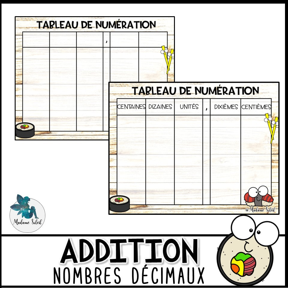 Addition de nombres décimaux en 4e année