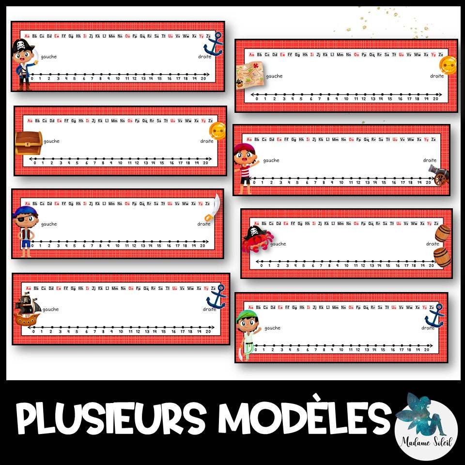 Étiquettes rouges - Dessus de bureau - Thème du pirate