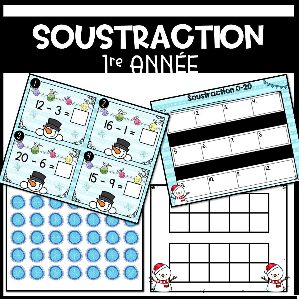 Soustraction 0-20 1re année hiver
