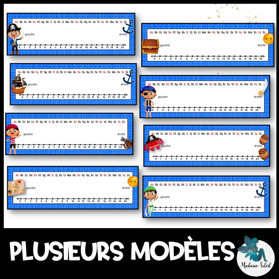 Étiquettes bleus - Dessus de bureau - Thème du pirate