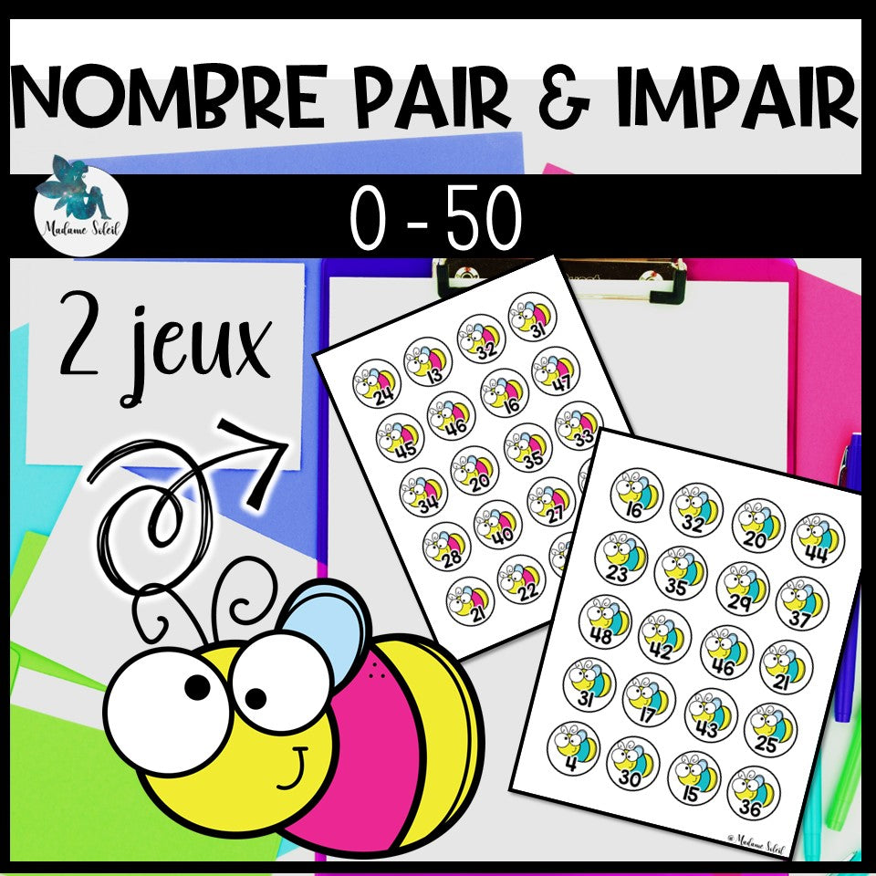 Nombre pair et impair 0-50 Les insectes