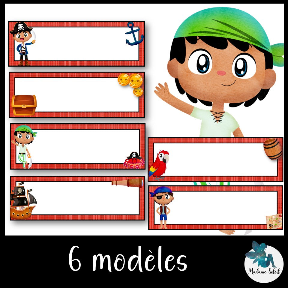 Étiquette d'identification, contour rouge - Pirate